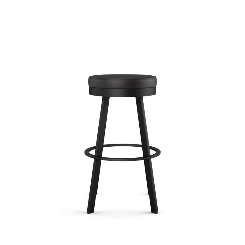 Tabouret de bar et de comptoir pivotant sans dossier Jamieson, Similicuir noir, Black