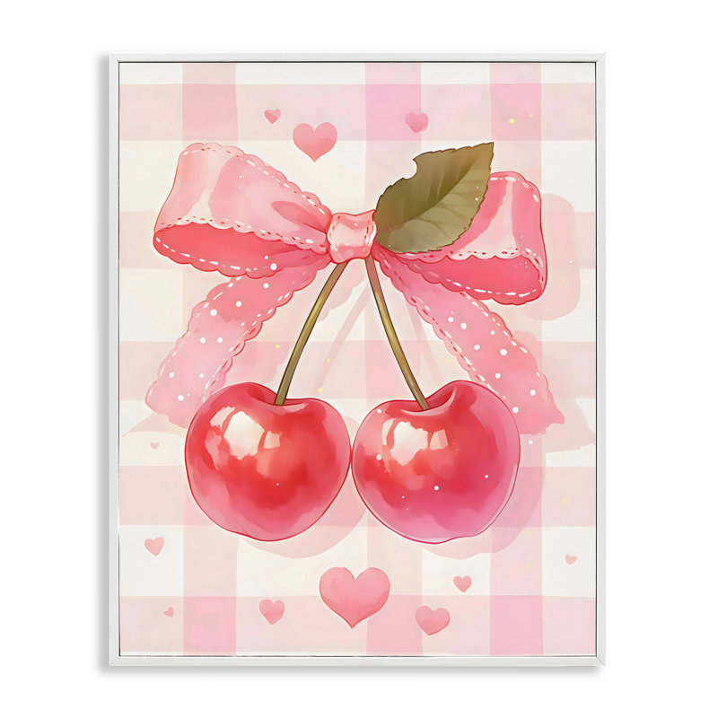 «Cherries on Pink Gingham», estampe numérique, design by Creative Studio, H 20 po x l 16 po