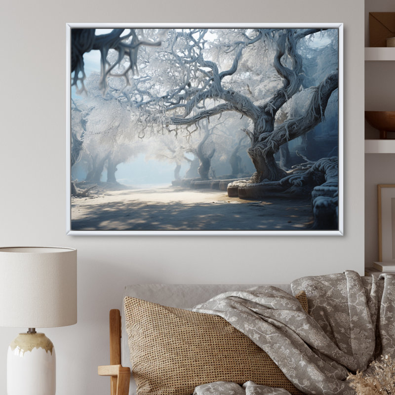«Winter Frozen Tranquility I», reproduction, H 12 po x l 20 po x P 1 po, Cadre flottant blanc