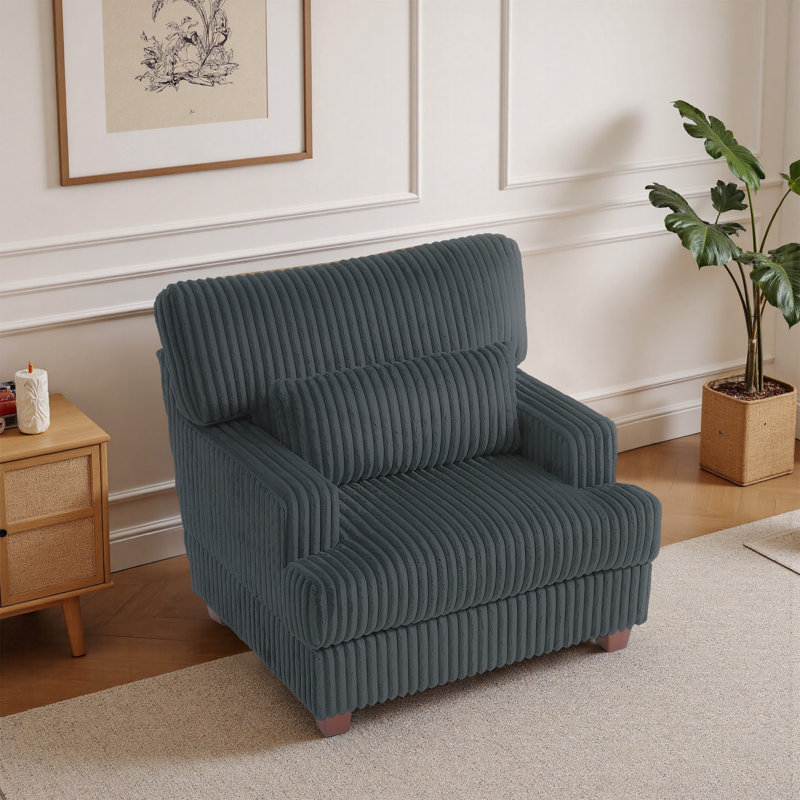 Chaise d'appoint rembourrée en fausse fourrure avec coussin Ermia, Gris foncé