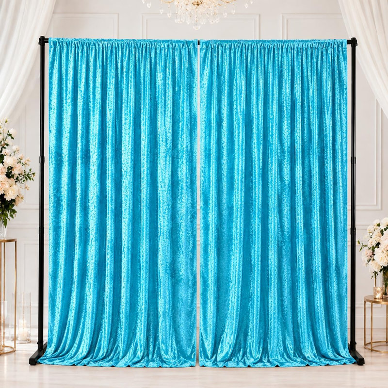Velvet Curtain Panel Pair, Turquoise