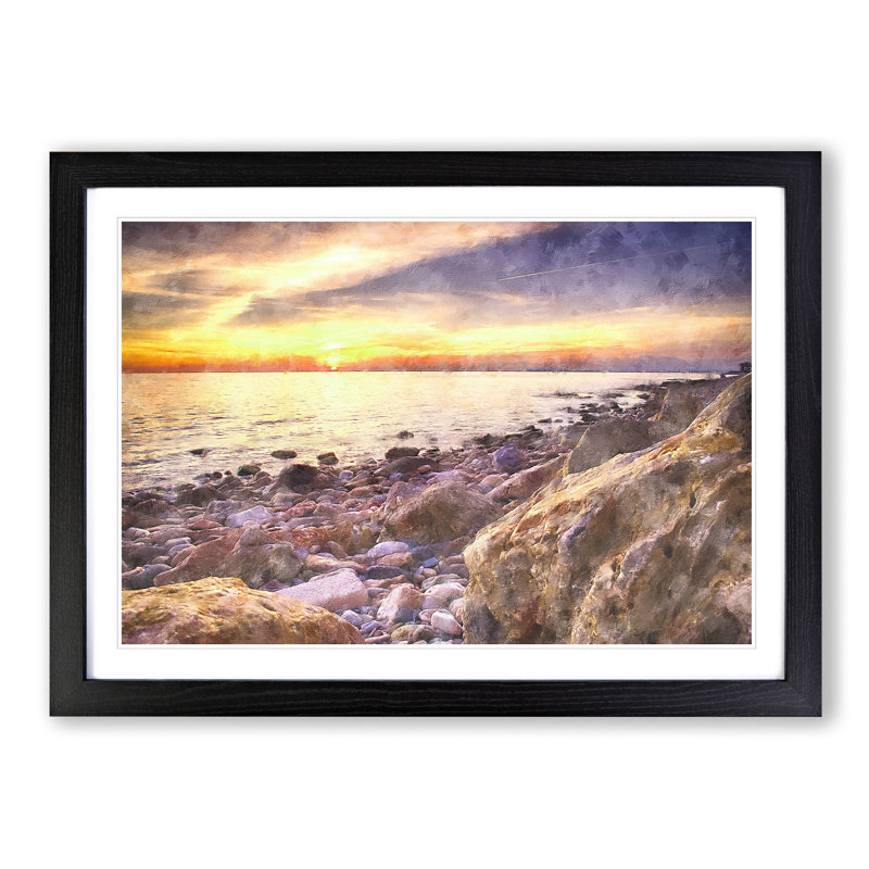 Ocean View in Murcia Spain - Picture Frame Painting Print, 24cm H x 33cm W x 2cm D, Black Framed