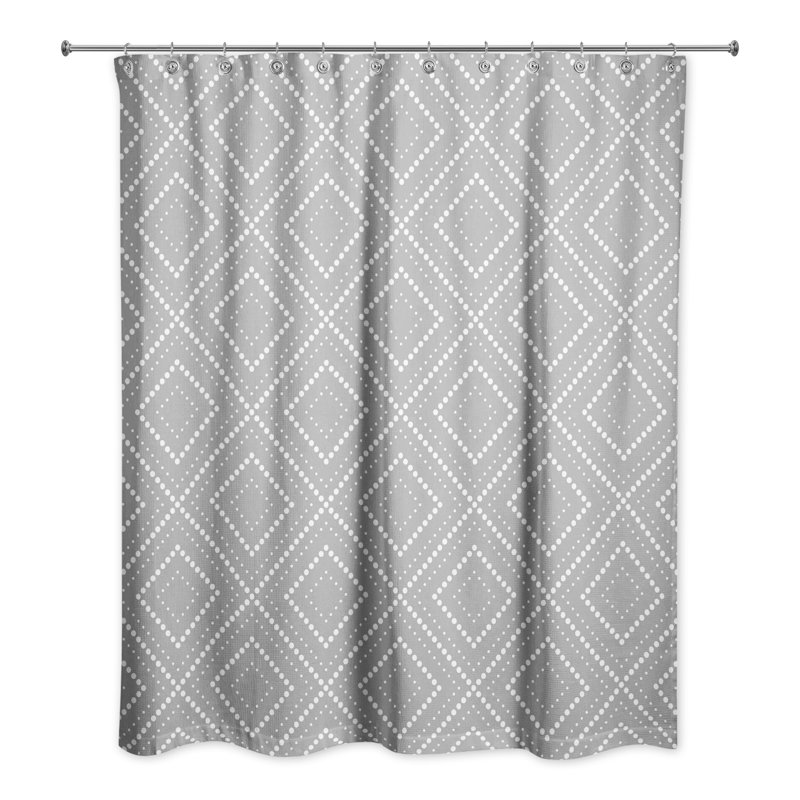 Rideau de douche simple à motif géométrique, Gris / blanc