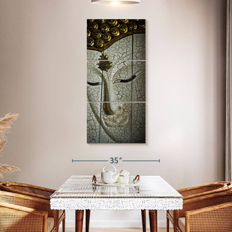 Visage de bouddha intemporel, H 52 po x l 24 po