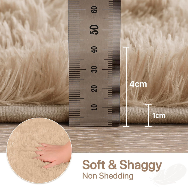 Super Soft Shaggy Area Rug, Rectangle 120 x 170cm, Beige