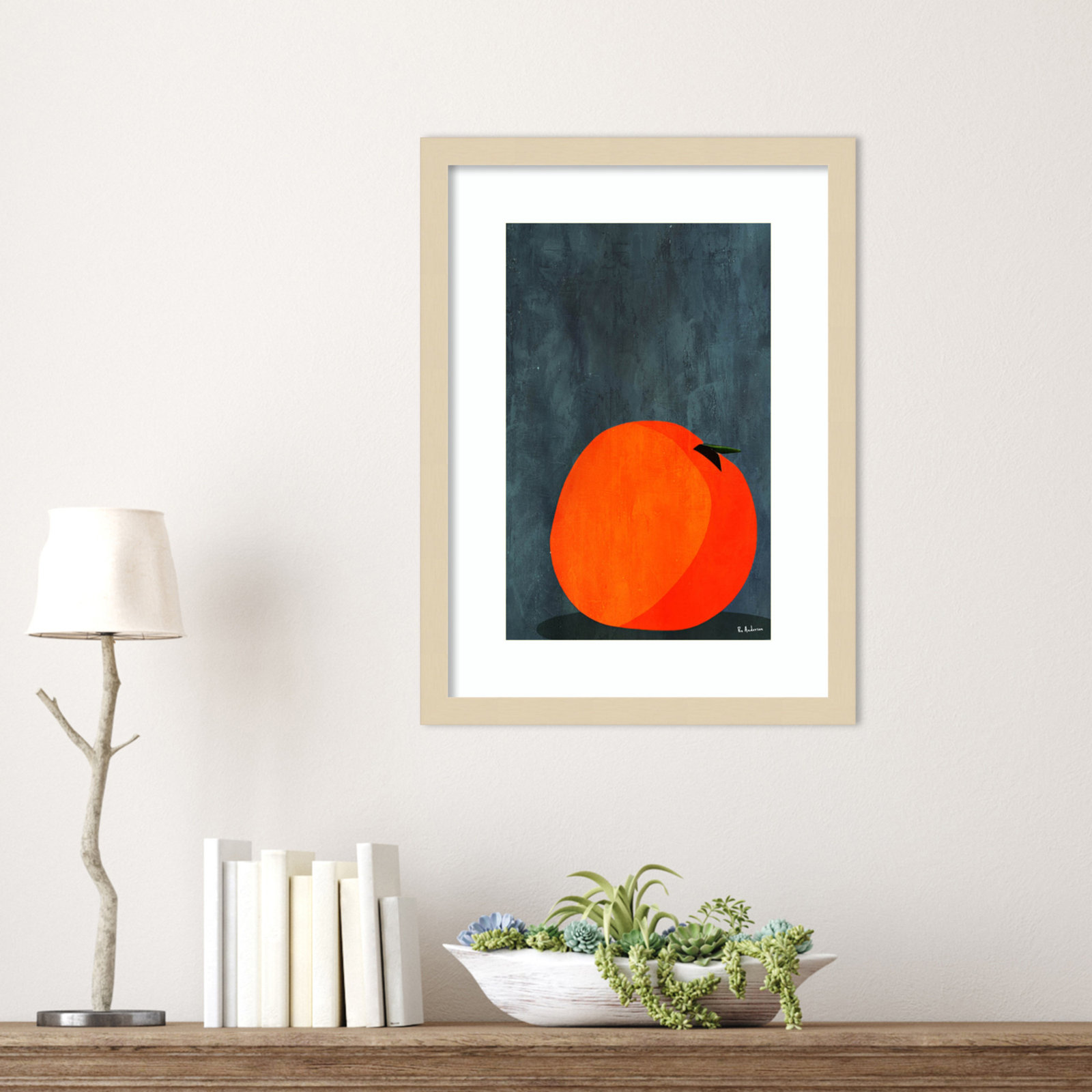 Calmly Sleeping Apple Print, Brown, 19" H x 14" W