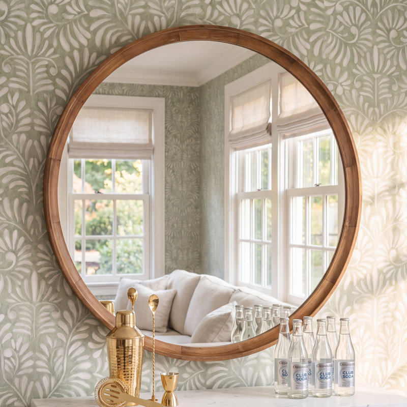 Zoie Wood Mirror, 34" x 34", Rustic Brown