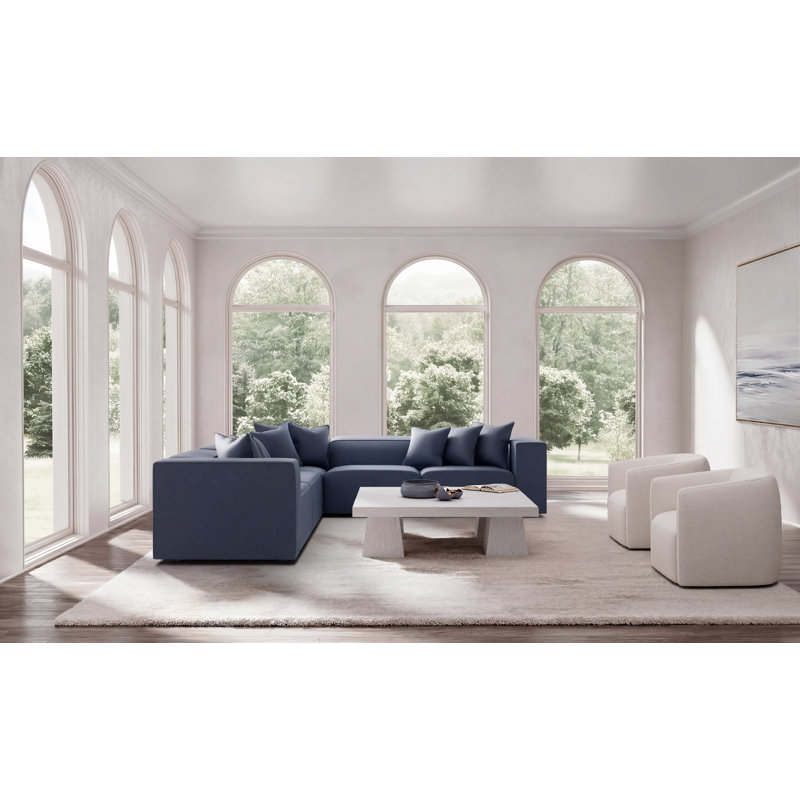 Bliss Sectional, 28" H x 123.5" W x 123.5" D, Blue Polyester