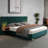 Upholstered Size Bed Frame Of Velvet Tufted Headboard With Floating Nightstand LED/USB Built-In,-1781128975
