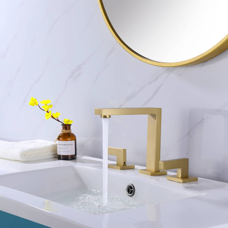 Widespread 2-handle Bathroom Faucet, Brushed Gold