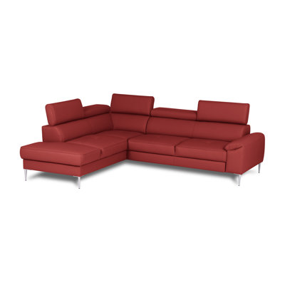 Canapé d'angle en cuir véritable Camden avec lit escamotable, rangement et appuis-tête réglables
