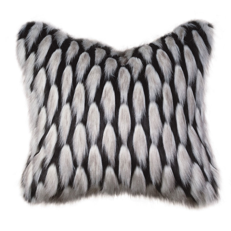 Jadis Faux Fur Reversible Throw Pillow, Polyester/Polyfill