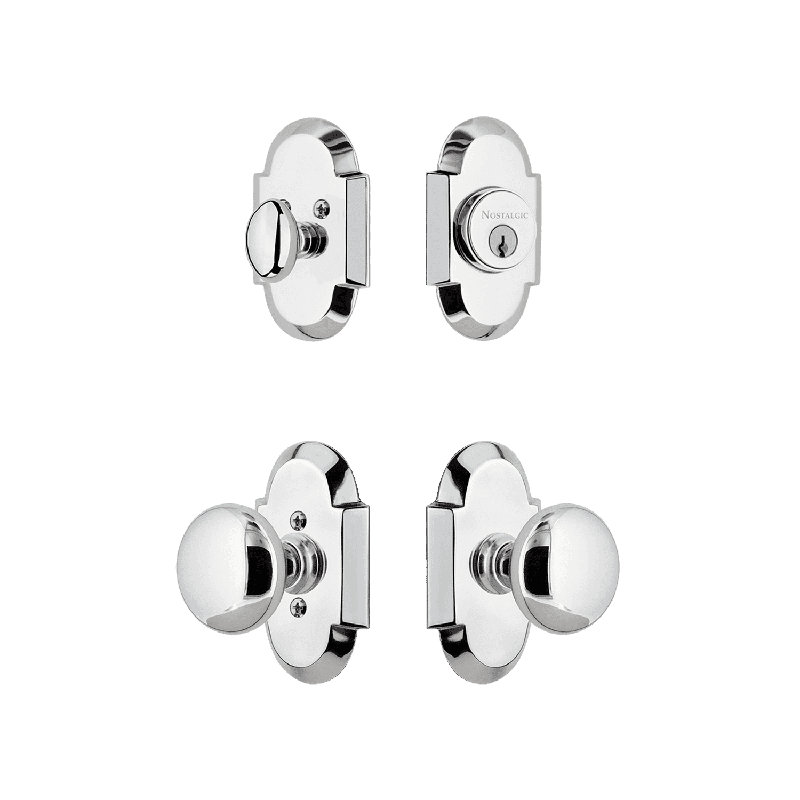 Ensemble d'entrée Nostalgic Warehouse Cottage avec bouton New York, Chrome brillant, 2.375