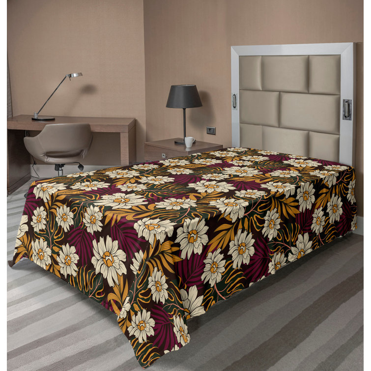 Drap plat à motif floral bohème Ambesonne
