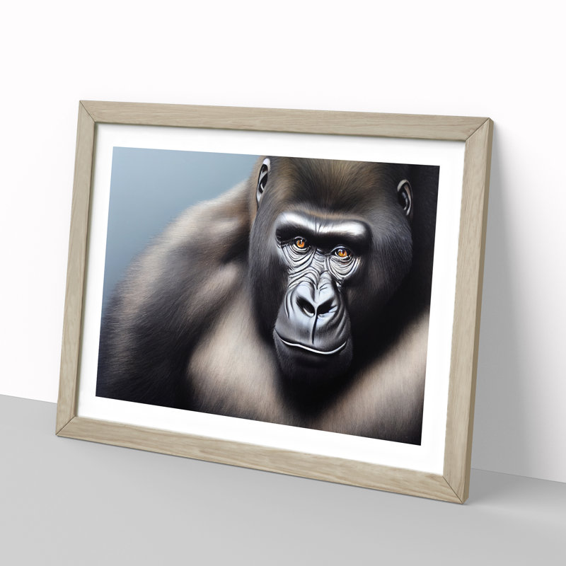 XH1022-8895X The Blessed Gorilla - Single Picture Frame Print, 25cm H x 34cm W x 2cm D, Oak