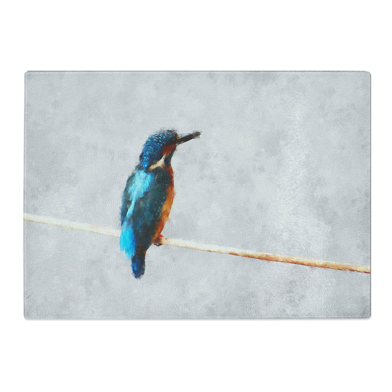 Kingfisher Bird Vol.2 Painting Chopping Board, 0.4cm H x 28.5cm W x 39cm L