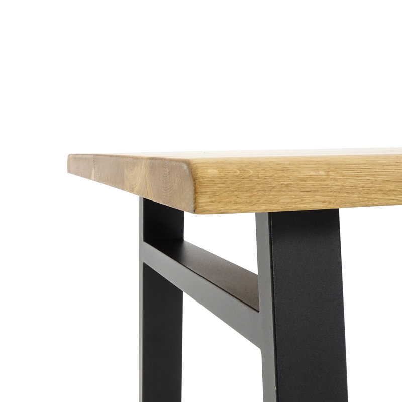 Roro Oak Solid Wood Top Metal Base Dining Table, Brown, 75cm H x 90cm W x 140cm L