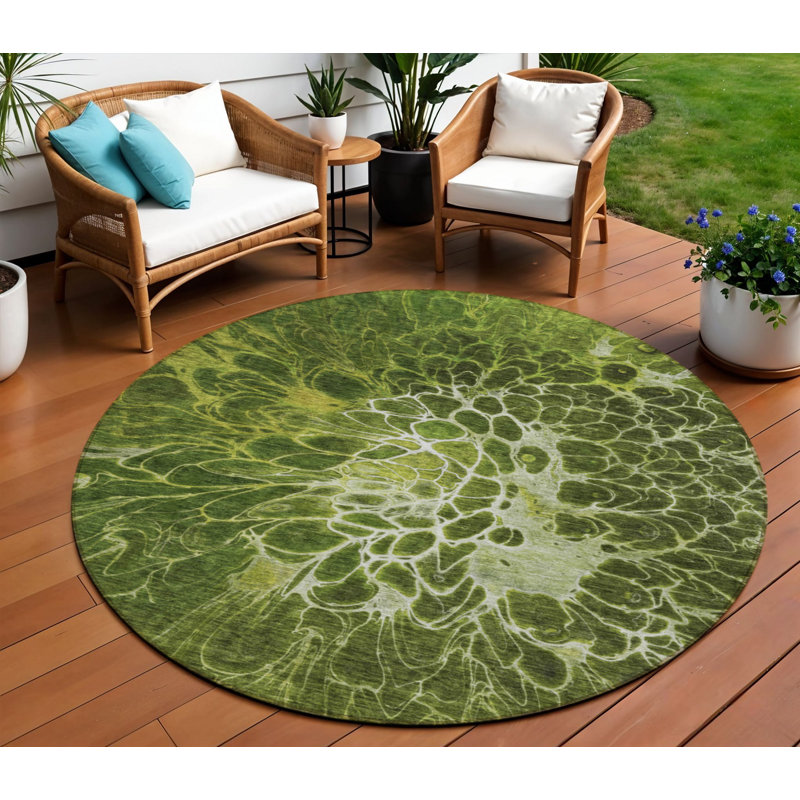 Tapis rond 8 po Olive Green