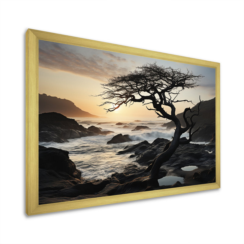 Harmonie de photos de plage, Cadre doré à une seule photo, H 12 po x l 20 po x P 1 po