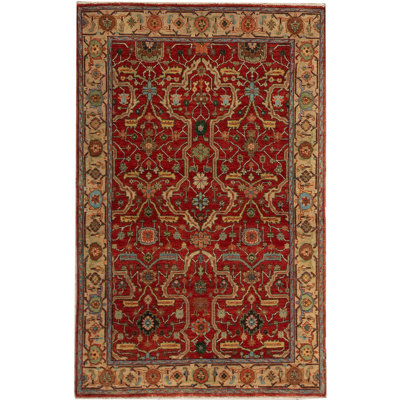 Tapis rouge et crème noué à la main de haute qualité