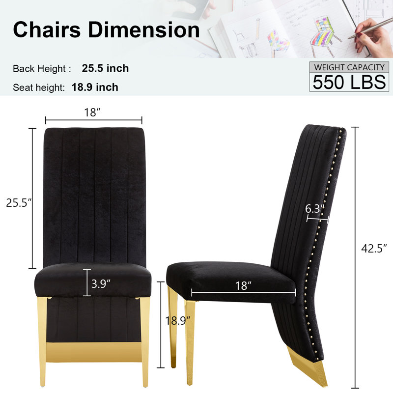 Berneil 18.9'' H Upholstered Parsons Chair, Black