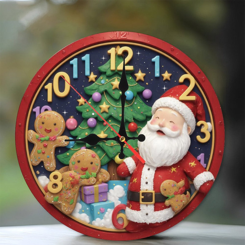 Père Noël-pain d'épices-horloge de Noël