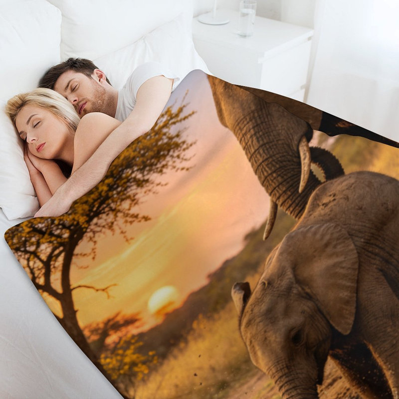 Jeté en flanelle Elephant Mud Sunset Luxury, 60 x 80 po