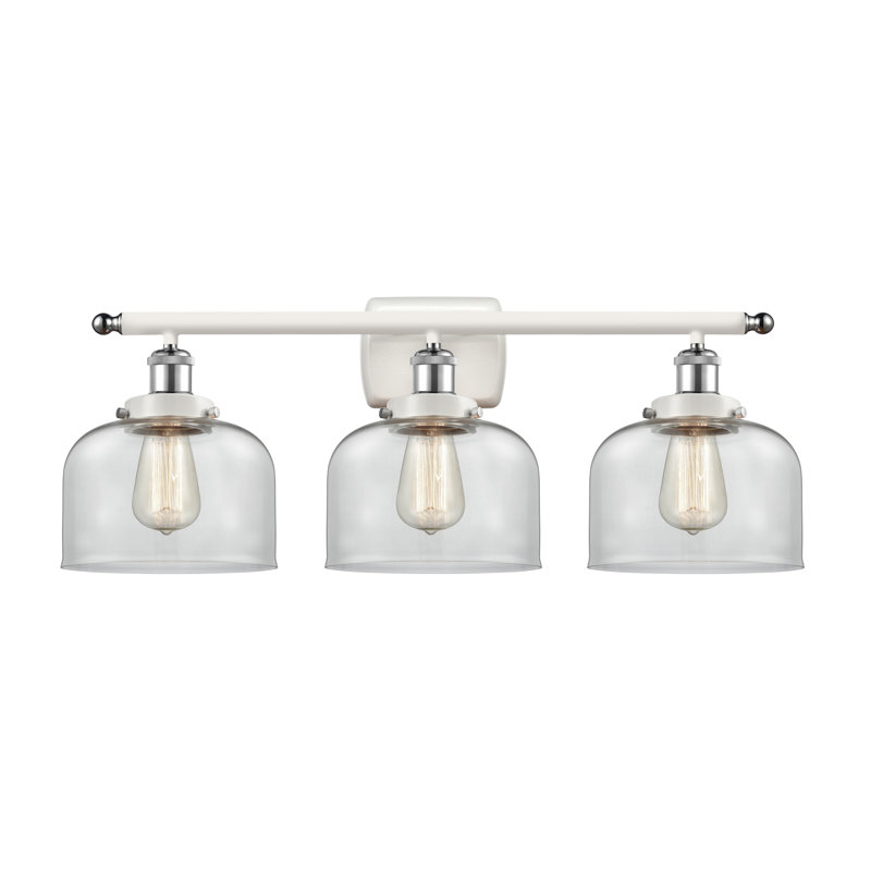 Éclairage pour salle de bain à 3 lumières 28 po Ballston Urban Bell, Incandescent, Clair, Blanc et chrome poli