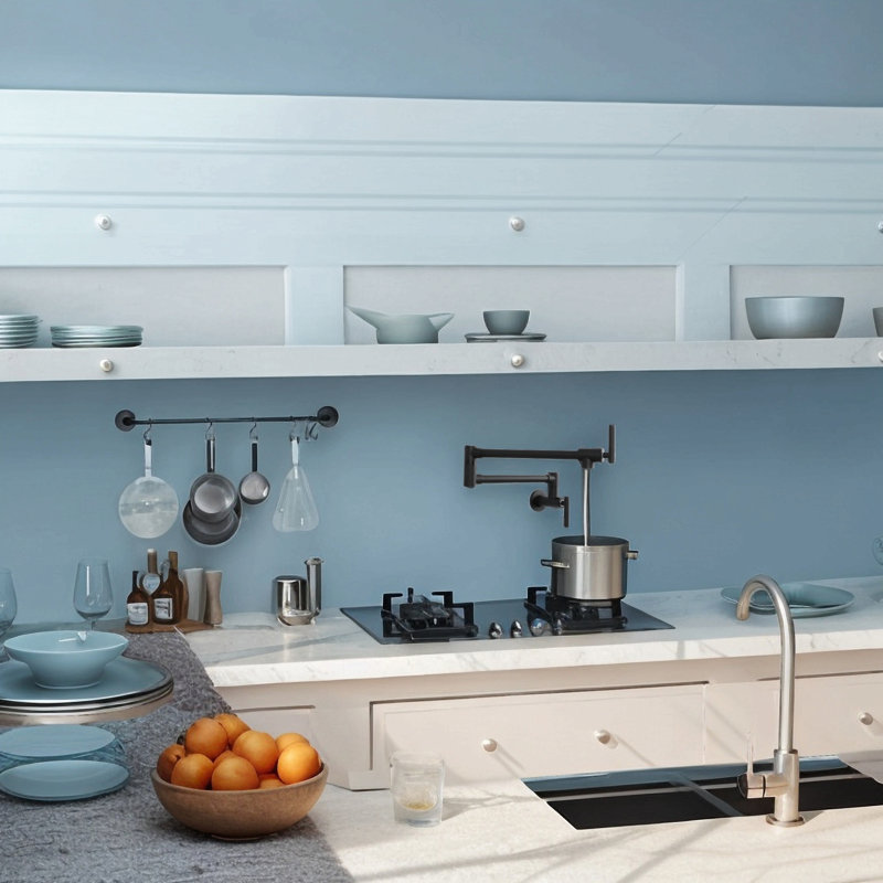 Robinet remplisseur de pot - Robinet d'évier de cuisine mural pliant extensible avec un trou et deux poignées