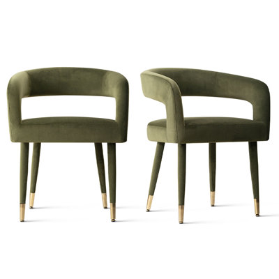 Chaise de salle à manger rembourrée en velours avec pieds dorés