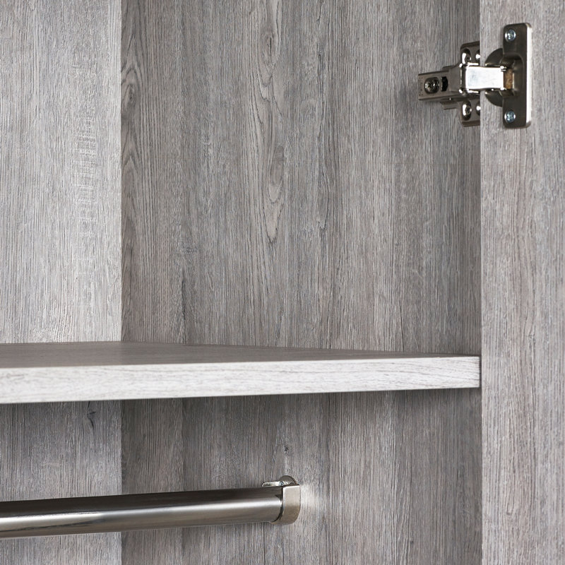Yonkers 2 Door Manufactured Wood Wardrobe, Grey