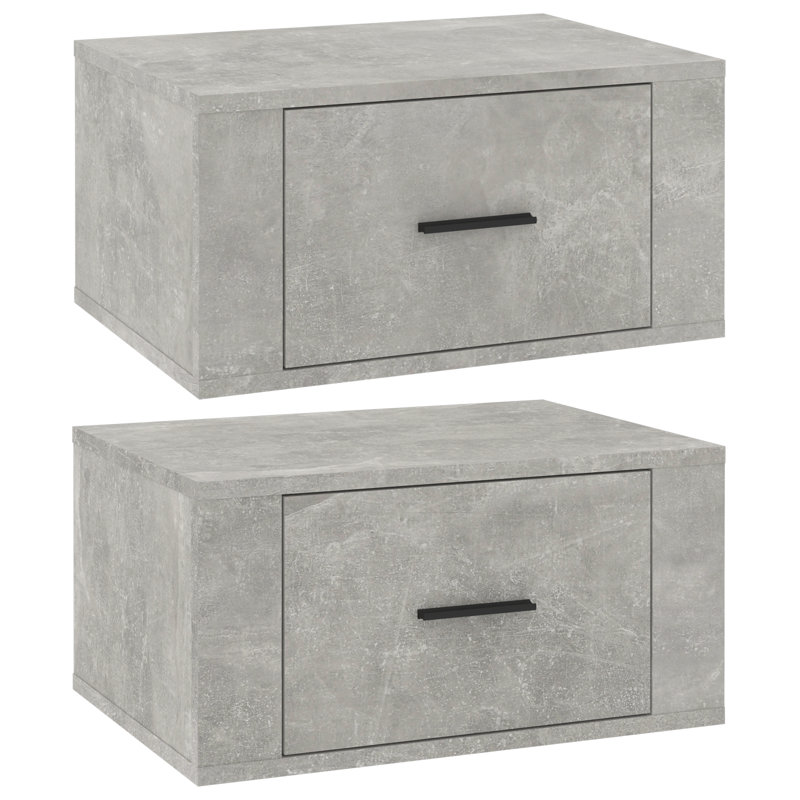 Wall-mounted Bedside Cabinets 2 pcs, Concrete Grey