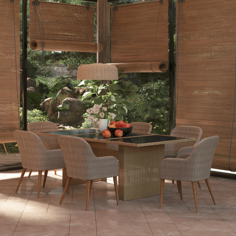 Dinncus Rectangular 6 - Person Dining Set with Cushions, Brown, Black