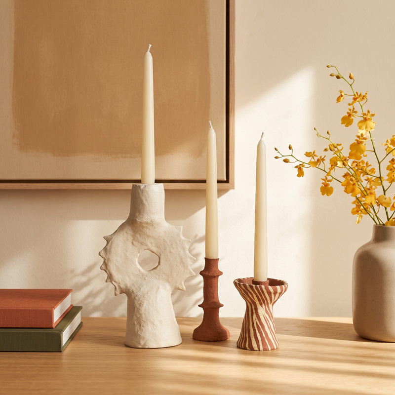 Handmade Paper Mache Spiked Taper Candle Holder