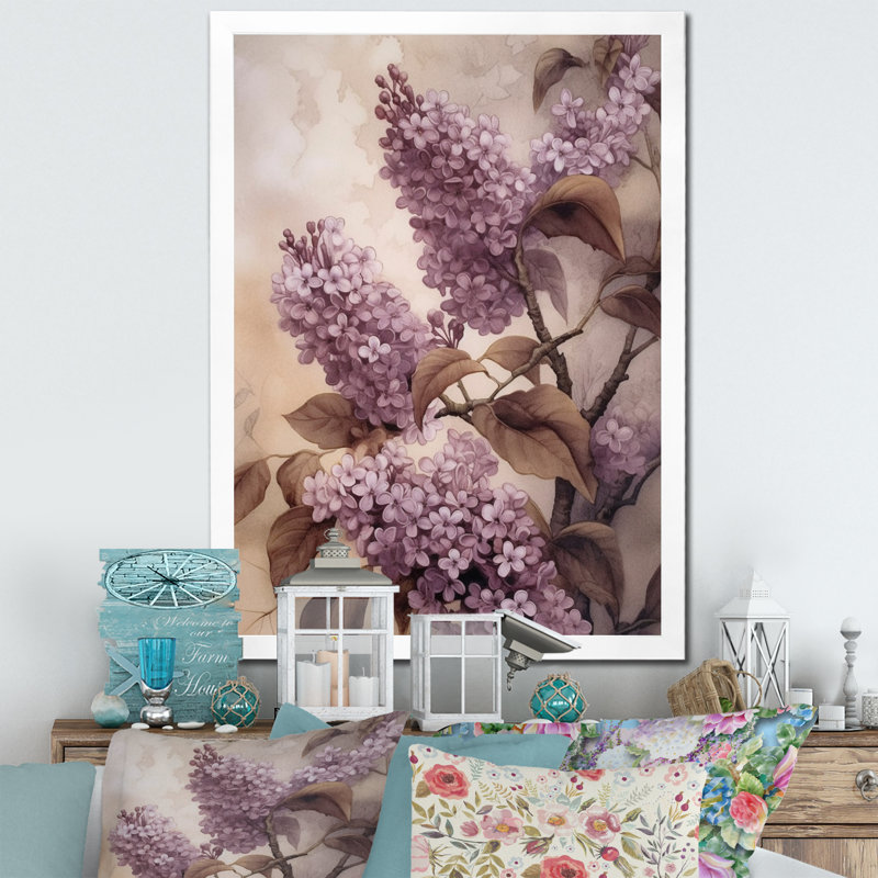 Lilas mauves parfumés III, H 44 po x l 34 po x P 1,5 po, Cadre photo blanc
