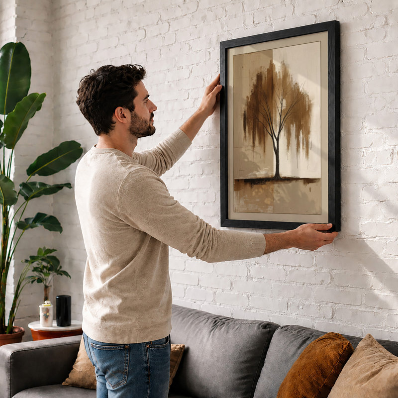 Weeping Willow Minimalist - Framed Print, A1 - 84.1 x 59.4 cm, Black