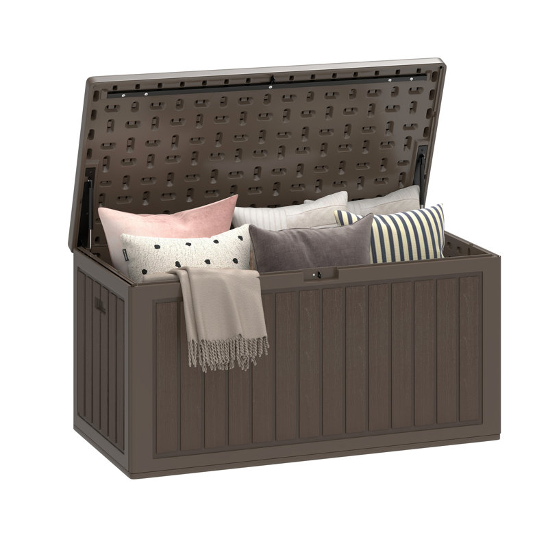 Balconera Deck Box 112.7cm W 340L Lockable Deck Box, Dark Brown