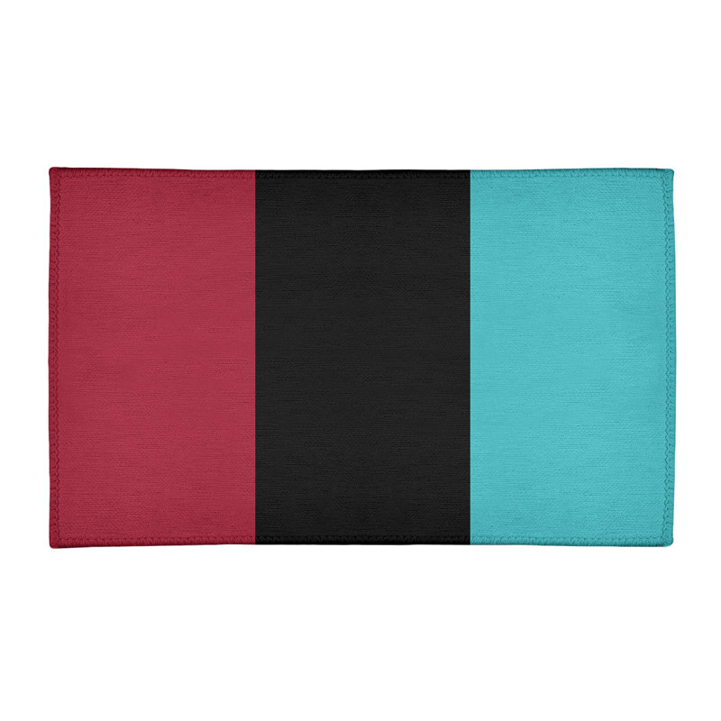 Tapis rouge/noir/bleu sarcelle à tissé à plat sedona Arizona, Rectangle 4 pi x 6 pi