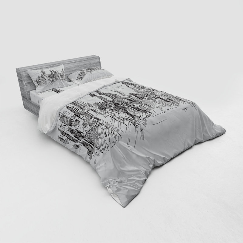 Modern & Contemporary Polyester Duvet Cover, Queen Duvet Cover + 3 Additional Pieces, Black