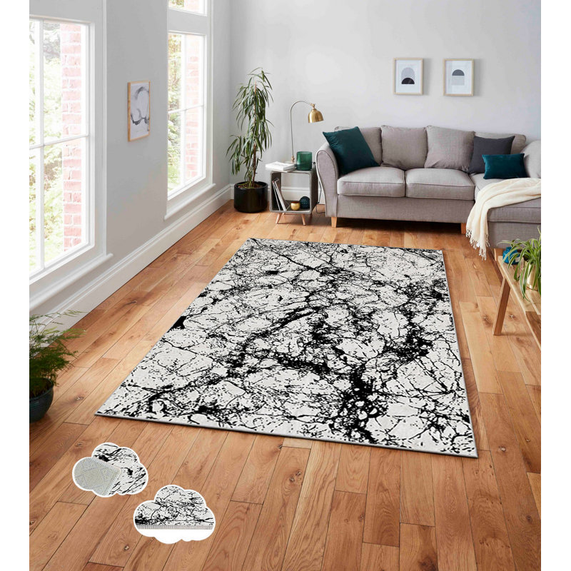 Tapis luxueux en velours, 2,6 x 4,6 pieds, 100% polyester, 740 g / m² | Éponge stratifiée antidérapante pour le confort | Facile à laver à la machine | Imprimé numérique moderne, parfait pour n'importe quelle pièce