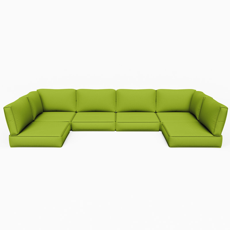 Outdoor Cushions 5” Replacement Patio Cushions For 6-Seat Sectional Sets (Cushions Only), Leaf Green