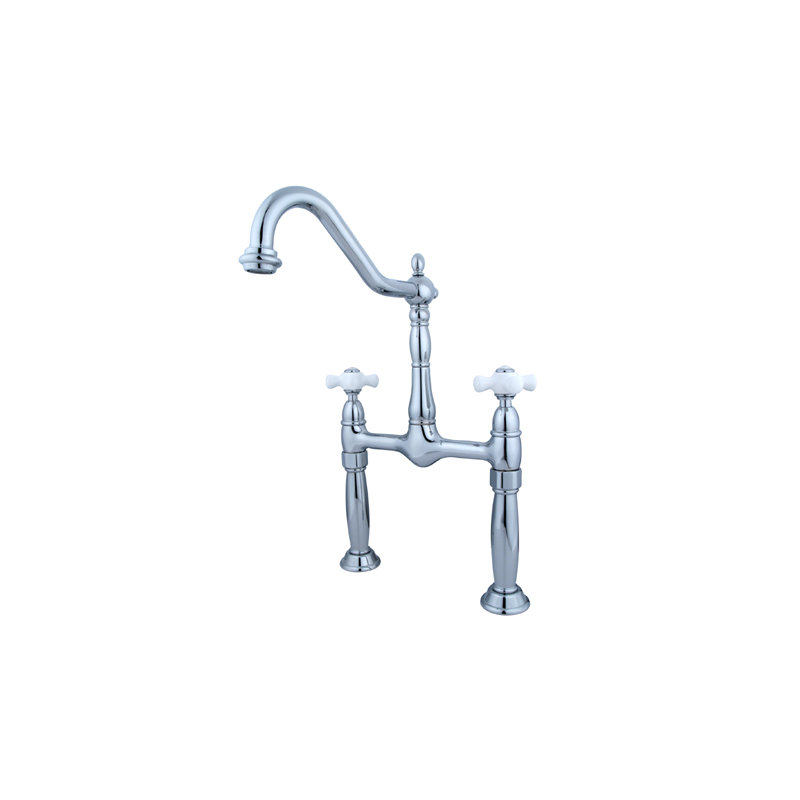 Victorian Vessel Sink Bathroom Faucet, Polished Chrome