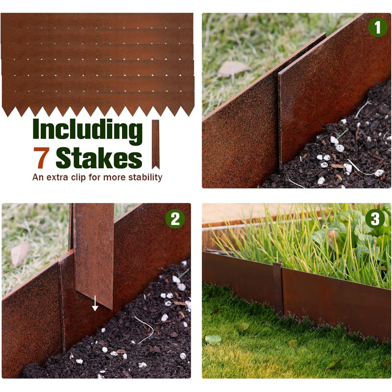 6 Pack Pre-Rusted Cor-Ten Steel Landscape Edging - 40" L x 8" H Each (20ft Total) N