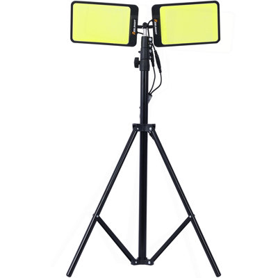 LED Work Light With Stand, 11200 Lumen Dual-Head Tripod Lights Construction, Outdoor Construction Light Stand Portable Stand Work Light With Remote, Waterproof Versatility Light For Jobsite Backyard