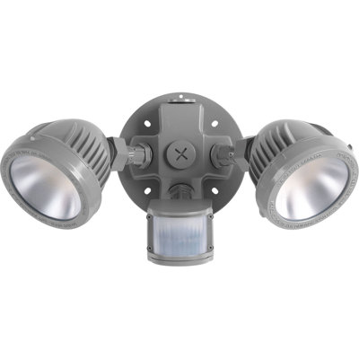 2 - Head LED Hardwired Outdoor Security Flood Light with Motion Sensor and Timer