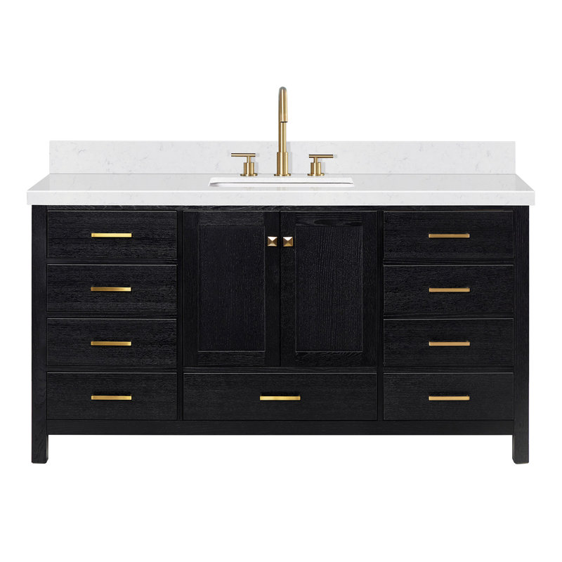 Grevera 66" Single Bathroom Vanity Set, Black Oak, Rectangular