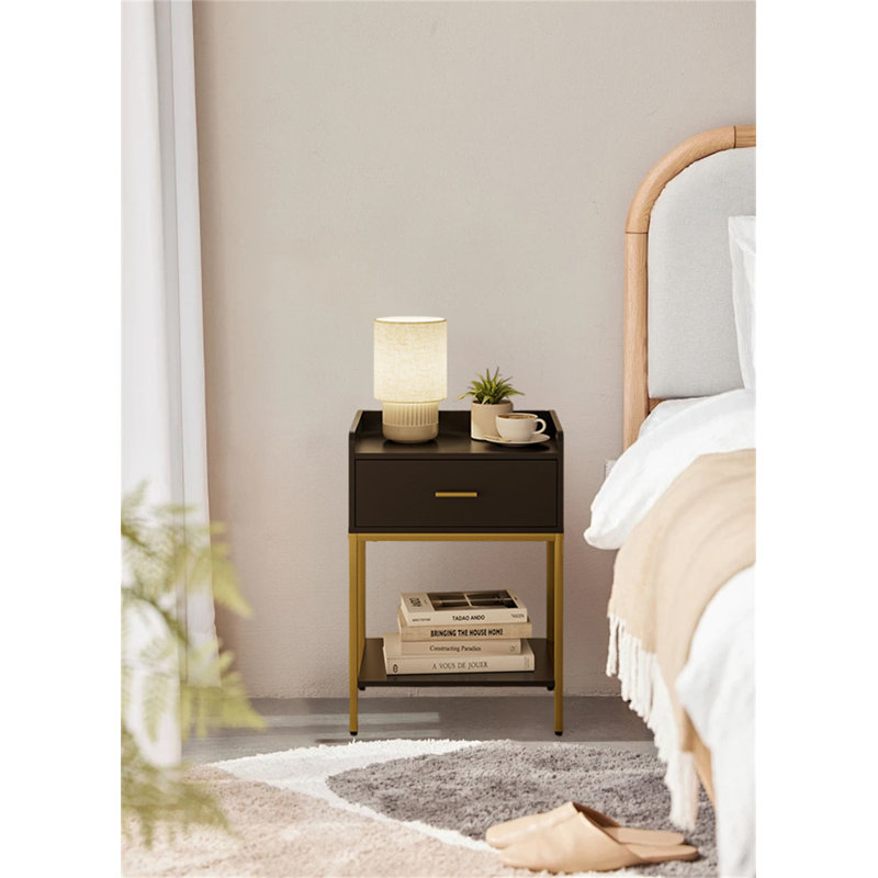 Table de chevet moderne avec tiroir de rangement et tablette - Table de chevet polyvalente pour chambre à coucher, salon