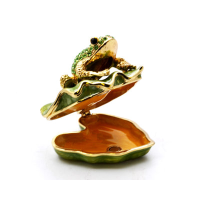 Cristaux autrichiens beiges avec grenouille sur lis