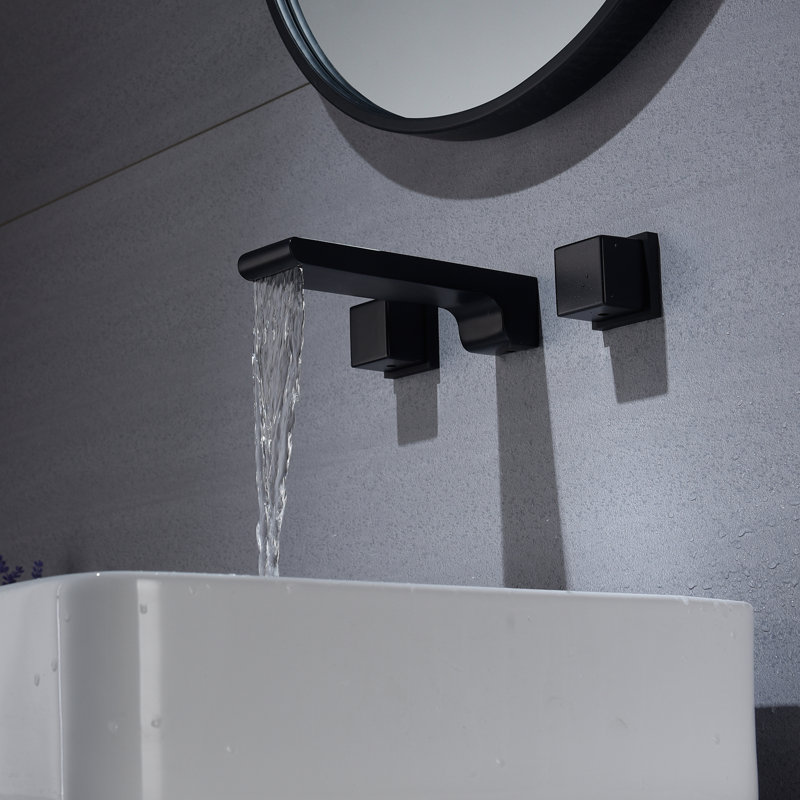 2-handle Bathroom Faucet with Drain Assembly, Black