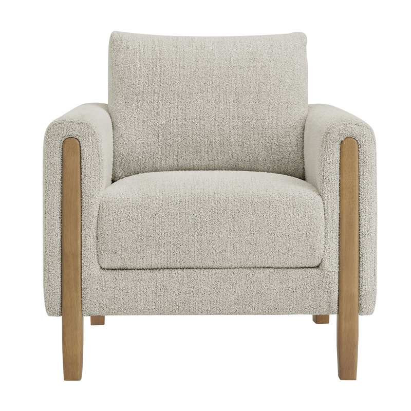 Hawken Boucle Fabric Accent Armchair, Parchment Beech, Parchment Beech